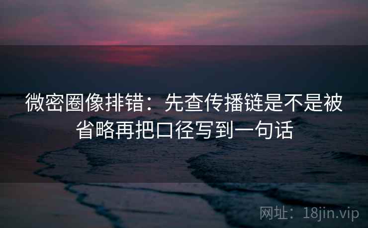 微密圈像排错:先查传播链是不是被省略再把口径写到一句话 第2张 微密圈像排错:先查传播链是不是被省略再把口径写到一句话 第2张